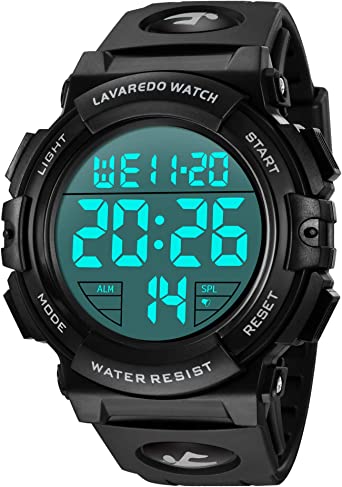 A ALPS Mens Digital Watch - Sports Military Watches 50M Waterproof Outdoor Chronograph Military Wrist Watches for Men with LED Back Light/Alarm/Date/Shockproof