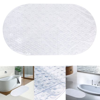 Bath Mat, Danibos Ultra Soft Non-slip Oval-shaped Antibacterial Bathroom Mat,kids Safety Bath Tub Shower Mat (clear, 27"X15")