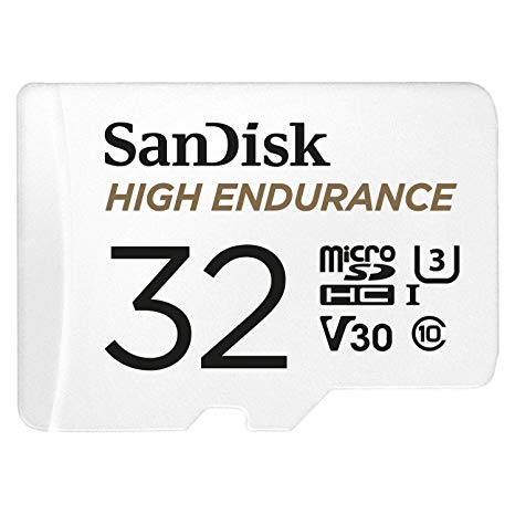 SanDisk 32GB High Endurance Video microSDHC Card with Adapter for Dash cam and Home Monitoring Systems - C10, U3, V30, 4K UHD, Micro SD Card - SDSQQNR-032G-GN6IA