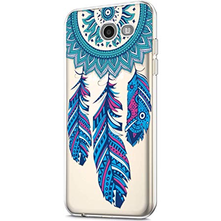 Galaxy J7 Case(2017)/J7 Prime Case/J7 Sky Pro Case/J7 Perx Case,Clear Soft TPU Transparent Flexible Soft Rubber Gel TPU Protective Case Cover for Galaxy J7 2017 Case,Blue Feather dream catcher