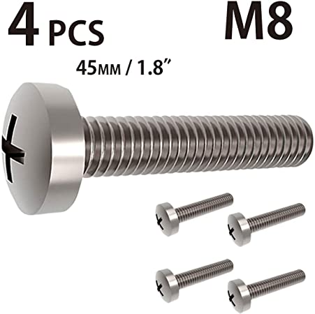 4 x M8 45mm Philips Bolts Screws for Samsung Televisions & Monitors for Flat or Tilt Wall Mount Bracket - Fixing Fasteners Installation (Also fits LG PANASONIC SONY TOSHIBA BUSH HITACHI)