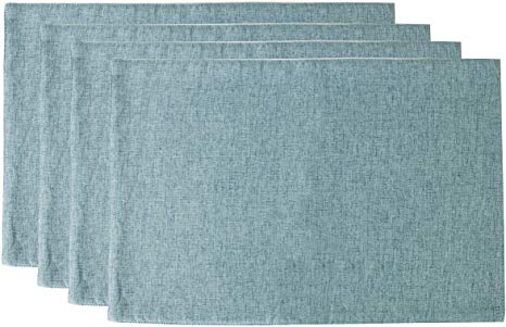 Fennco Styles Classic Woven Textile Decorative 12 x 18 Inch Table Placemats, Set of 4 - Sea Green Table Place Mats for Family Dinner, Banquets, Special Events and Home Décor