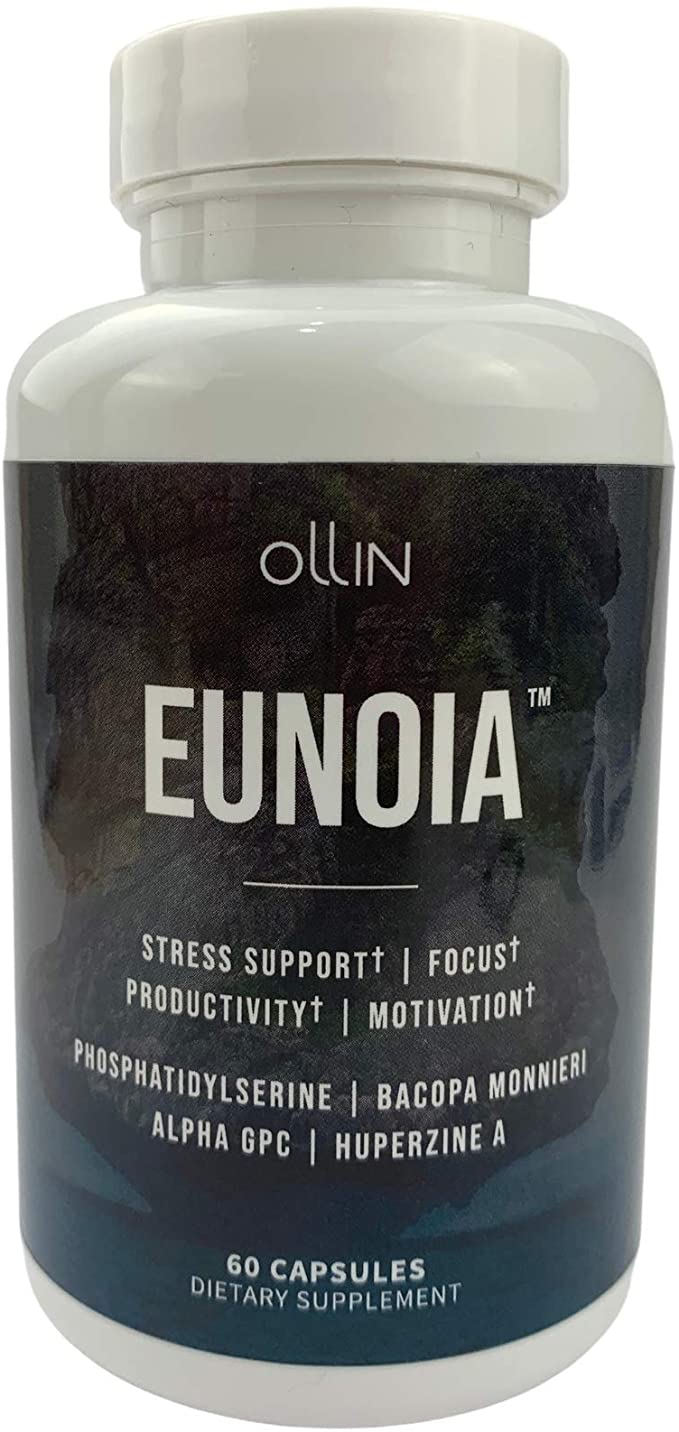 Eunoia | Nootropic to Enhance Focus, Improve Productivity & Boost Memory | Mental Clarity & Concentration | Stress Relief Supplement | 60ct | Premium Phosphatidylserine, Bacopa Monnieri & Alpha GPC