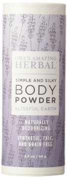 Natural Body Powder, No Talc, Corn, Grain or Gluten, Blissful Earth Scent (Lavender, Clary Sage and Vetiver Essential Oils), Ora's Amazing Herbal