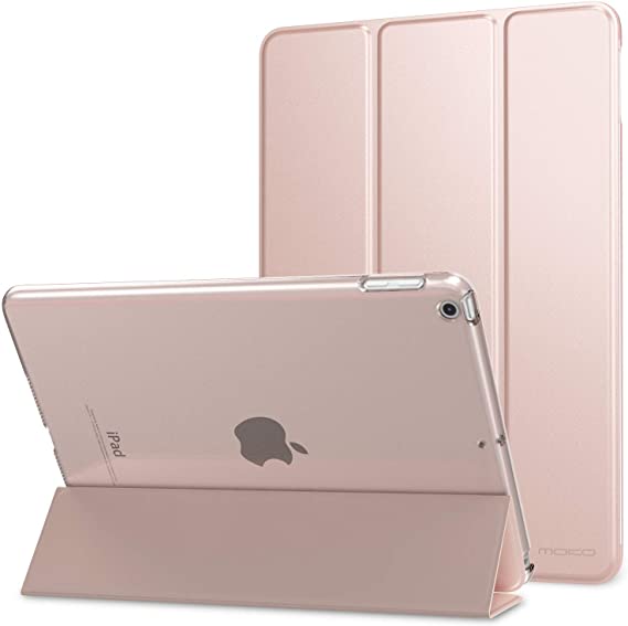 MoKo Case Fit 2018/2017 iPad 9.7 6th/5th Generation, Slim Lightweight Smart-Shell Stand Cover with Translucent Frosted Back Protector Fit iPad 9.7 Inch 2018/2017, Auto Wake/Sleep - Rose Pink