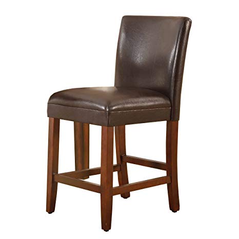 HomePop K1401-24-E074 Parsons Leatherette Counter Height Chair, 24-inch, Brown