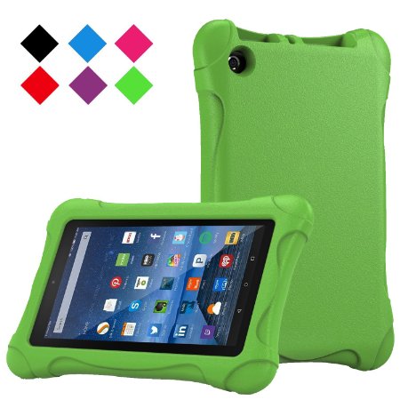 Fire 7 2015 Kids Case - BMOUO Ultra Light Weight Shock Proof Kiddie Friendly Super Protective Case Cover for Fire Tablet 7 inch Display - 5th Generation 2015 Release Only Green