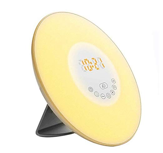 instecho Sunrise Alarm Clock, Digital Clock, Wake Up Light with 6 Nature Sounds, FM Radio and Touch Control (White)