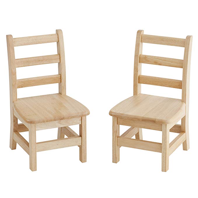 ECR4Kids 10" Hardwood 3-Rung Ladderback Chair, Natural (2-Pack)