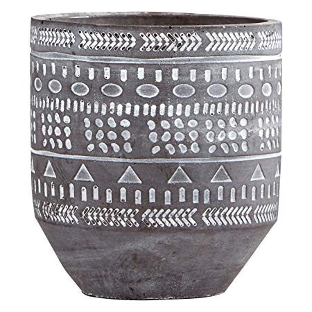 Rivet Modern Concrete Planter with Painted Accents, 5" H, Grey/White