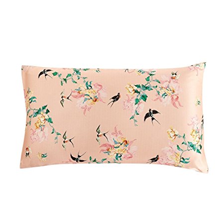 LILYSILK Printing Pattern Silk Pillowcase with Hidden Zipper 16MM 100% Mulbery Silk Double-side Pink Peony Standard 20x30 inches