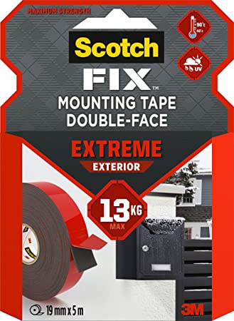 Scotch-Fix Extreme Exterior Mounting Tape PT1100-1950-P, 19mm x 5m, 1 roll/pack