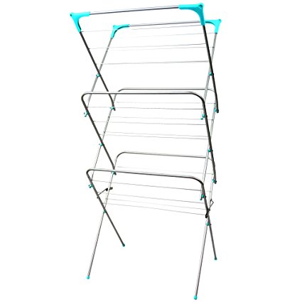 Home Vida 3 Tier Clothes Airer, Indoor and Outdoor Laundry Drying Rack, 14 Meters, Silver