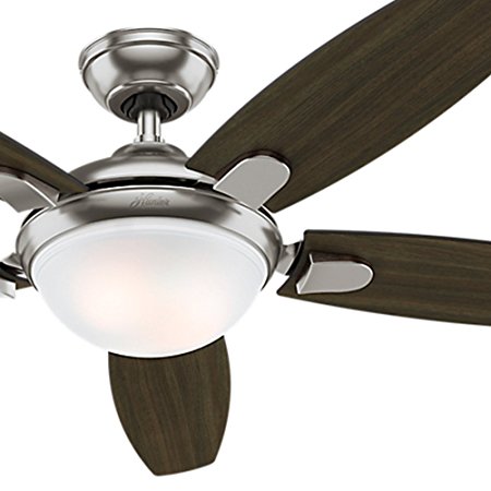 Hunter Fan 54" Contemporary Ceiling Fan in Brushed Nickel with Energy Efficient LED Light & Remote Control, 5 Blade (Certified Refurbished)