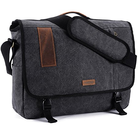 17 Inch Laptop Messenger Bag, Vintage Canvas Shoulder Bag For Men by VONXURY