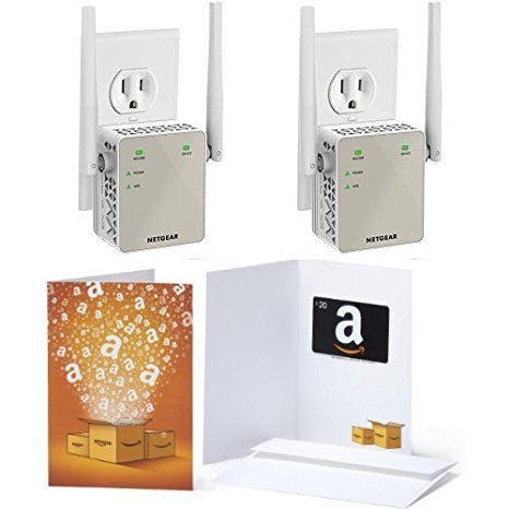 2-Pack of Netgear AC1200 WiFi Range Extender - Essentials Edition (EX6120-100NAS) & 1 $20 Amazon.com Gift Card