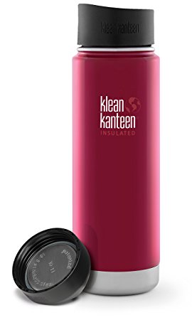 Klean Kanteen Wide Mouth Insulated Stainless Steel Bottle with 2 Leakproof Caps (Loop Cap and Cafe Cap 2.0) - 20 Ounce Roasted Pepper