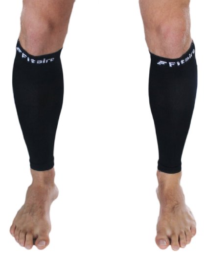 Calf Compression Sleeves (Pair) by Fitaire - Premium Quality Leg Sleeve, Helps Relieve Shin Splints. For Men and Women. Great for Running, Cycling and Walking.