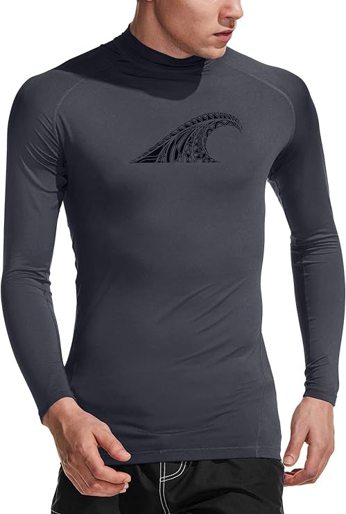 ATHLIO Men's UPF 50  Rash Guard, UV/SPF Long Sleeve Swim Shirt, Dry Fit Water Beach Surf Wetsuit Top