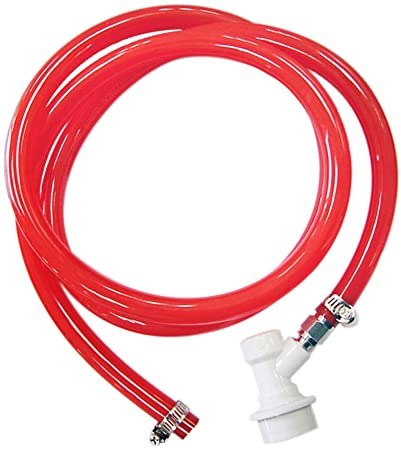Cornelius Keg Gas Line Assembly - LUCKEG Brand Ball Lock Gas Disconnect with 5ft Red Gas Tubing for Homebrewing