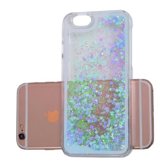 Liquid Case for Iphone 6 Kingstar Transparent Plastic 3d Glitter Skin Cover with Quicksand and Star blueheart