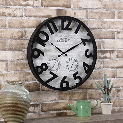 FirsTime & Co. Sherwood Shiplap Farmhouse Outdoor Clock, American Crafted, Oil Rubbed Bronze, 18 x 2 x 18 ,