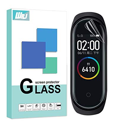 [6-Pack] WRJ Screen Protector for Xiaomi Mi Band 4, HD Not Glass Film with HydrateSkin, Fully Coverage[Not Glass] [Anti-Scratch] Flexible Film,Lifetime Replacement Warranty