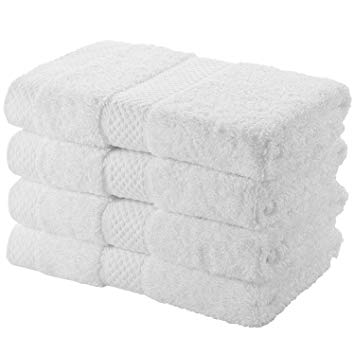 SEMAXE 4-Piece Hand Towel Set, 700GSM 16" x 28" 100% Cotton Hand Towels Super Absorbent Fade-Resistant (White)