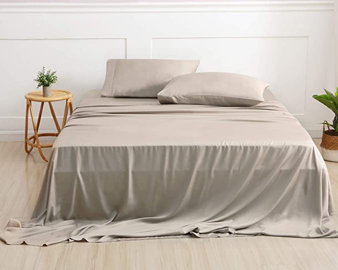 IBAMA 100% Bamboo Bed Sheet Set Twin Size with Pillowcases 3 Pieces for Dorm Room Including 1 x Fitted Sheet 1 x Pillowcase 1 x Flat Sheet Breathable and Machine Washable