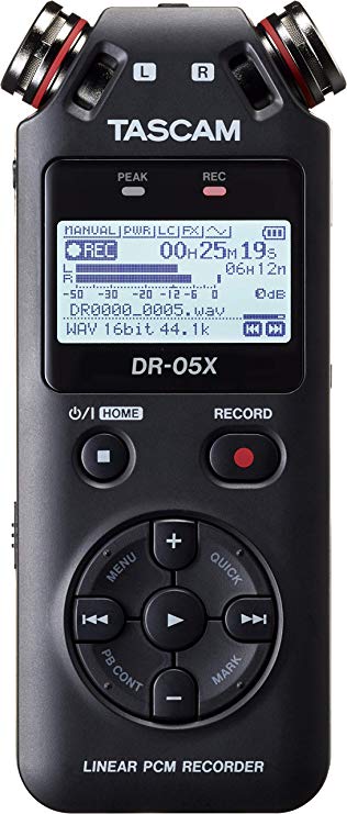 DR-05X Tascam Portable audio recorder and USB interface recording and playback of MP3, WAV files