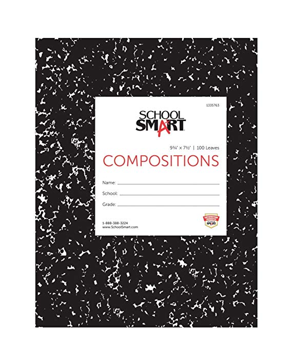 School Smart Stiff Picture/Story Composition Book, 100 Sheets, 9-3/4 x 7-1/2 Inches