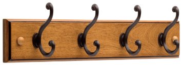 Liberty 128738 Four hook 18-inch Wide Wooden Hook RailCoat Rack