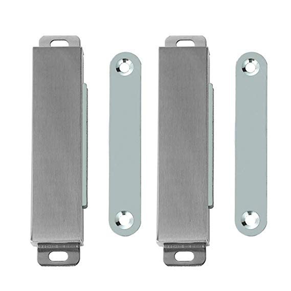 JQK Magnetic Door Catch, Stainless Steel Cabinet Magnet Closet Catches, 60 lbs Brushed (Pack of 2), HCC603-P2