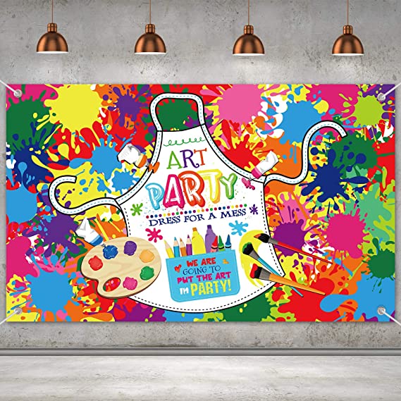 Art Paint Party Backdrop Artist Birthday Party Banner Decorations for Art Painting Party Supplies Wall Photography Background