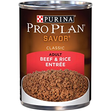 Purina Pro Plan Wet Dog Food, Savor, Adult Beef & Brown Rice Entrée Classic, 13-Ounce Can, Pack of 12
