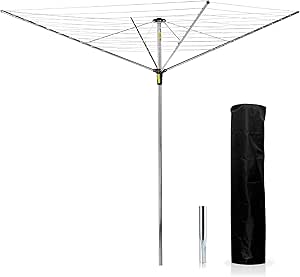 Minky Outdoor Rotary Airer, Alloy Steel, Silver, 45m