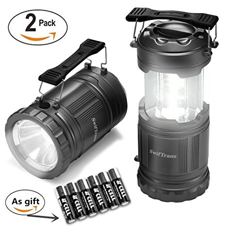 Camping Lantern-2 Pack Swiftrans Portable LED Lantern Flashlights Camping Hand Held Flashlights, Camping Equipment for Survival, Emergence, Outdoor Hiking, Hurricanes, Storms, Outages