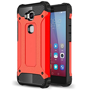 For Honor 5X Case - ANGELLA-M Rugged Hybrid Hard Shockproof Case for Huawei GR5 /Honor X5 Slim Heavy Duty Protective Shell - Red