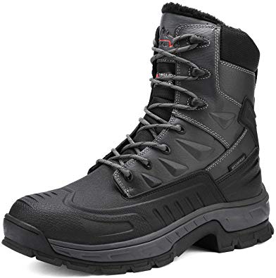 NORTIV 8 Men's Insulated Waterproof Construction Rubber Sole Winter Snow Skii Boots