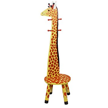 Teamson Kids - Safari Stool with Coat Rack - Giraffe