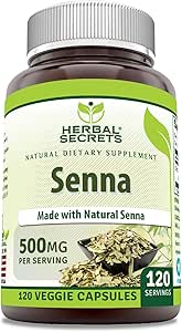 Herbal Secrets Senna Supplement | 500 Mg | 120 Veggie Capsules | Made with Natural Senna | Non-GMO | Gluten-Free | Made in USA