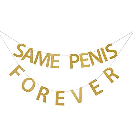 SAME PEN-IS FOREVER Gold Glitter Banner - Bachelorette Party Decorations - Hen Party Banner Decor - Large Size