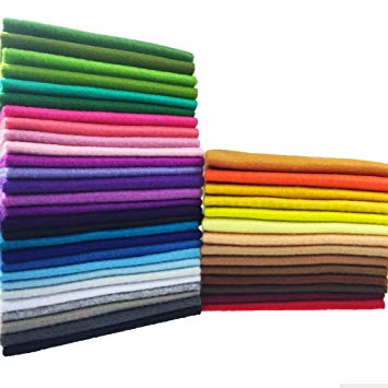 flic-flac 42pcs1.4mm Thick Soft Felt Fabric Sheet Assorted Color Felt Pack DIY Craft Sewing Squares Nonwoven Patchwork (20cm 30cm)