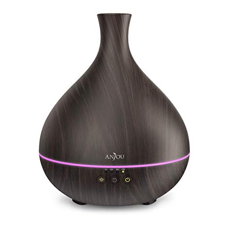 Anjou Diffuser 500ml Wood Grain Aromatherap,12 Hours of Scent with Just One Fill, Essential Oil Diffusers Cool Mist Humidifier Ultrasonic Aroma with Adjustable Mist Mode Waterless Auto Shut-Off