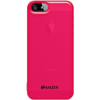 Amzer Soft Gel TPU Gloss Skin Fit Case Cover for Apple iPhone 5, iPhone 5S, iPhone SE (Fits All Carriers)  - Translucent Hot Pink
