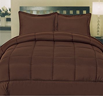 Sweet Home Collection White Goose Down Alternative Comforter, King, Brown