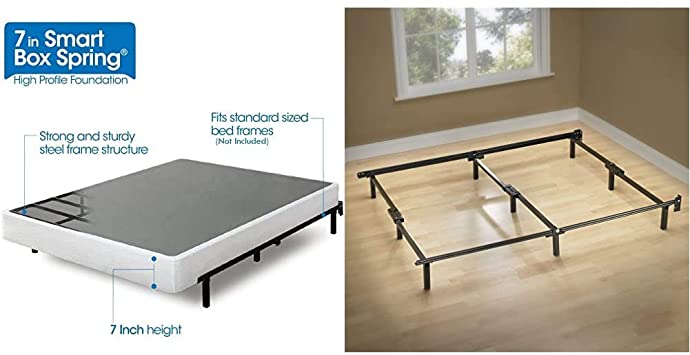 Zinus 7 Inch Smart Box Spring/Mattress Foundation/Strong Steel Structure/Easy Assembly Required, King & Michelle Compack 9-Leg Support Bed Frame, for Box Spring and Mattress Set, King