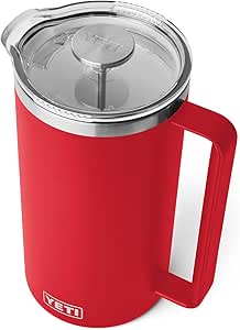 YETI Rambler 64 oz. French Press Coffee Maker, with GroundsControl Filter, Rescue Red