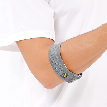 Bracoo Tennis-Golfer Elbow Strap,Support Brace with EVA Compression Pad,One Size,Gray