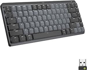 Logitech MX Mechanical Mini Clavier Sans Fil Rétroéclairé Performant, Boutons Tactiles Silencieux, Rétroéclairé, Clavier US International QWERTY - Gris